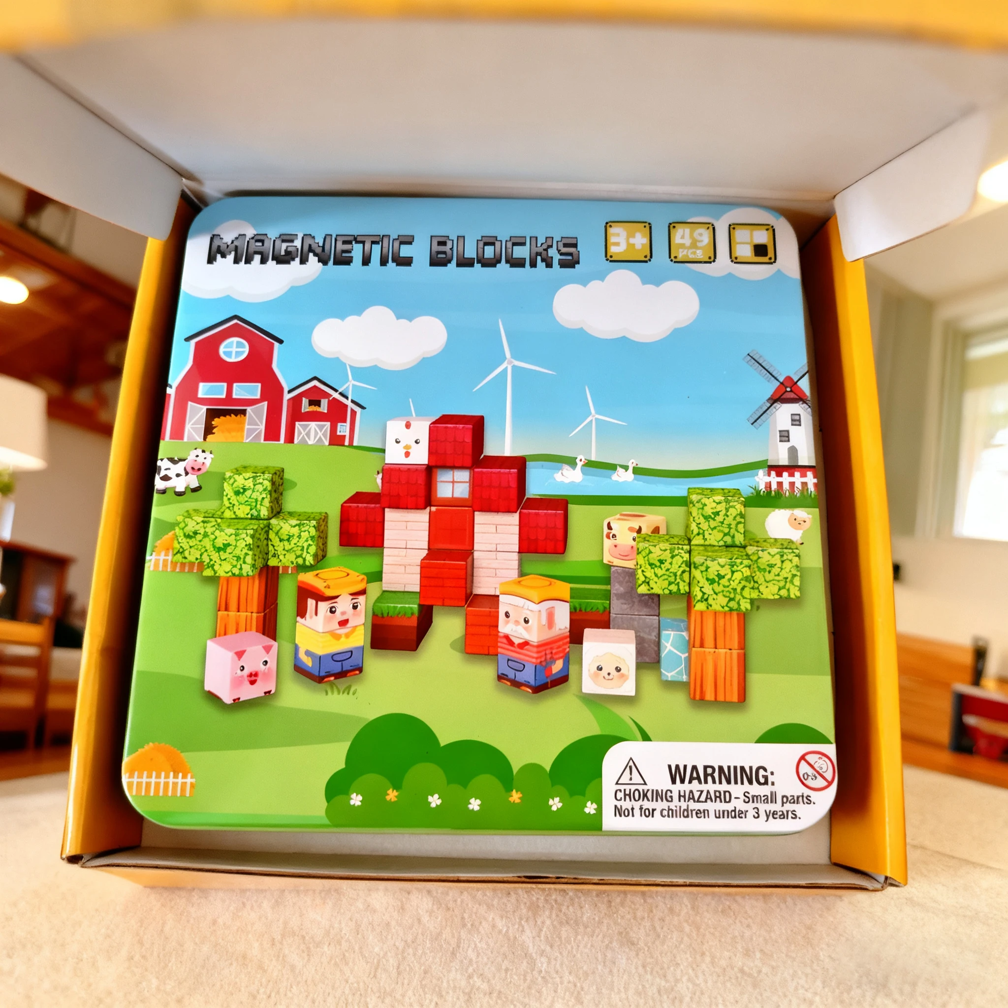 Ensemble de construction de blocs magnétiques-éducation précoce des enfants voyage Portable 49 pièces boîte en fer ensemble de blocs cubiques blocs de construction G