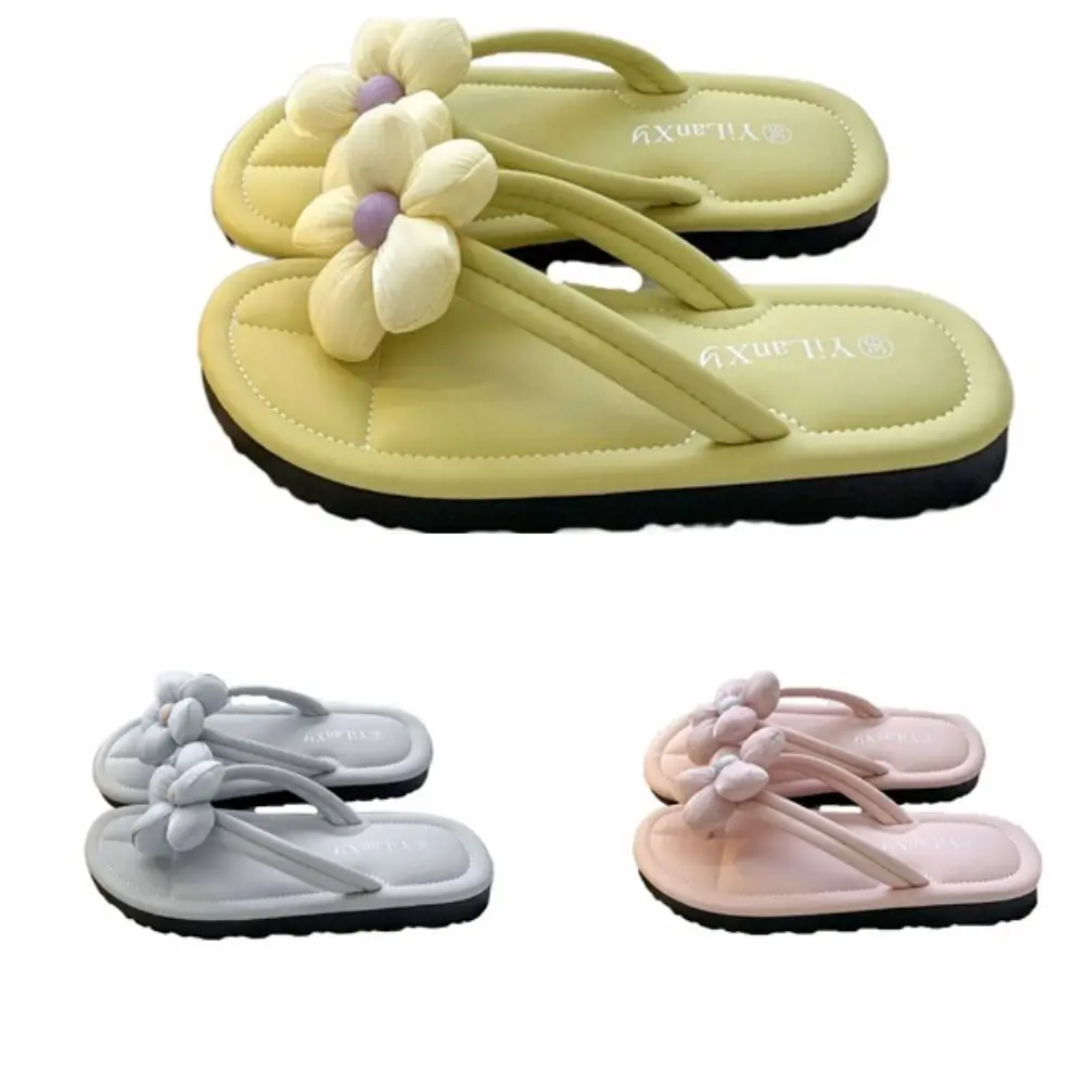 

Нескользящие пляжные шлепанцы с защитой от запаха, мягкая подошва, шлепанцы с милым цветком, верхняя одежда, тапочки с зажимом для носков, женские подарки