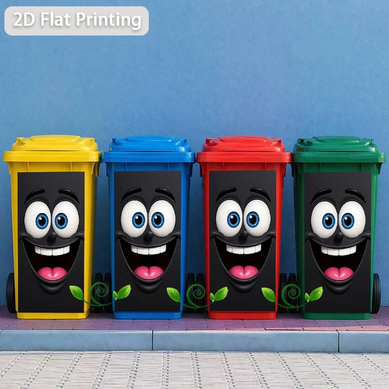 1pc Black Smiley Themed Trash Can Decal Wall Sticker, printed with fun black big smiley face design, great trash can decoration