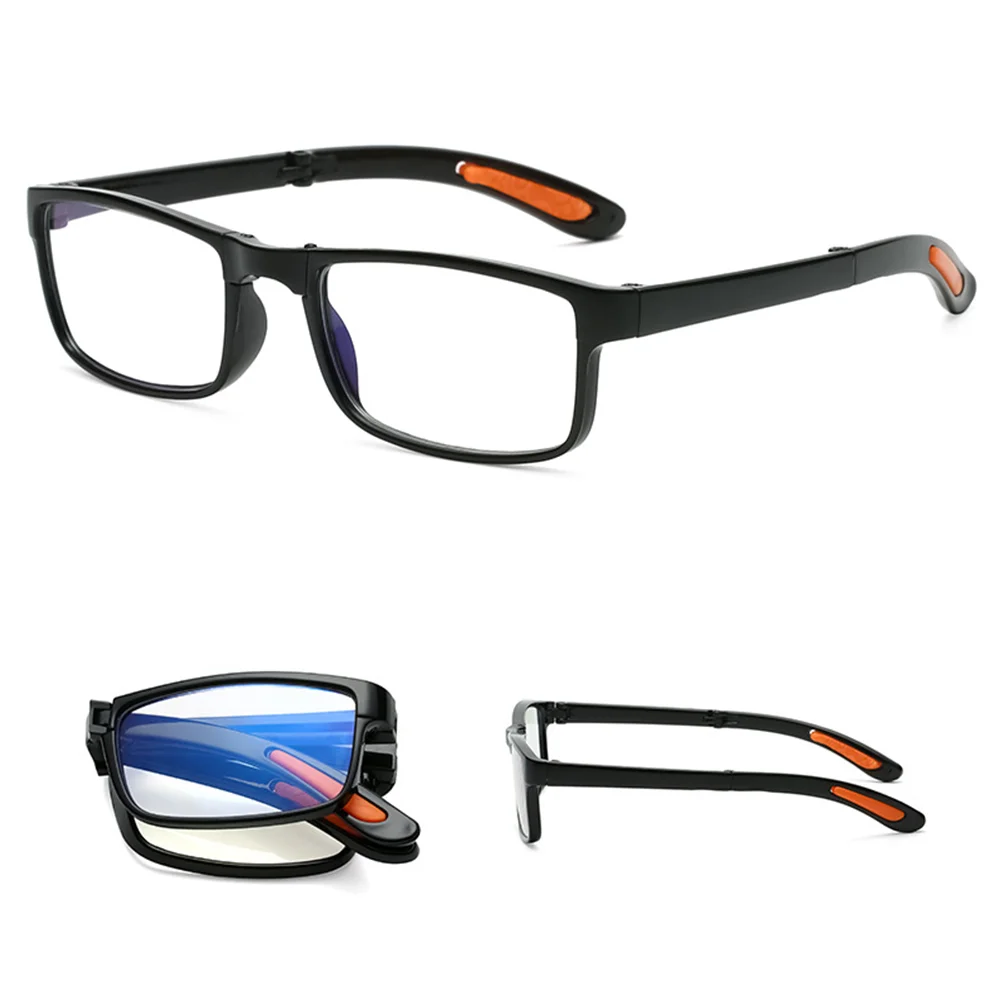 Klassnm-gafas de lectura plegables para hombre y mujer, lentes con dioptrías de + 2024 a + 1,0, antiluz azul, para presbicia, con estuche portátil, TR90, 4,0