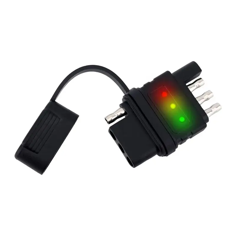 4-Way Flat Trailer Wiring Tester, 4-Pin Double End Male & Female Plug Trailer Light Wire Circuit Tester With Indicators