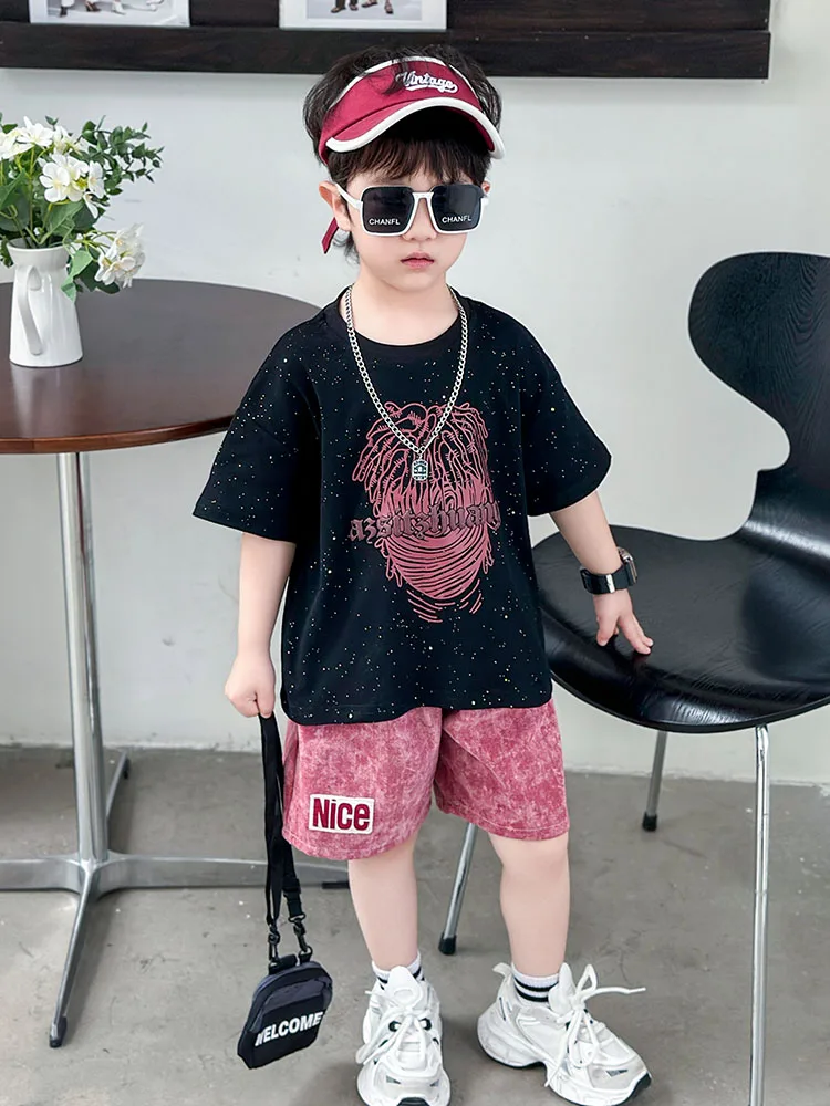 

Крутой летний комплект одежды для мальчиков, модная повседневная спортивная одежда из хлопка для подростков