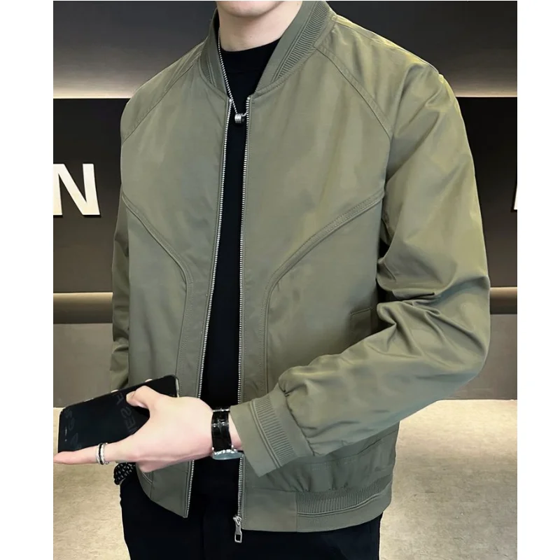 

Baseball Jaet Men's Spring Autumn Slim Fit Faionable Light Weight Jaet Youth ular Stand Edition Polyester Fabric