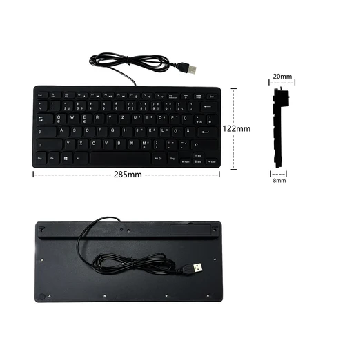 Imagen 2 del producto Mini teclado con cable USB, idioma japonés, alemán, ruso, francés, español, 78 teclas para ordenador de escritorio, PC, portátil, fino