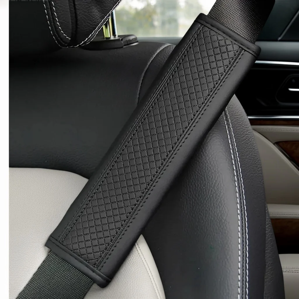 

​​PU Leather Embossed Seat Belt Cover - Pressure Reducing Protective Shoulder Pad for Cars​​