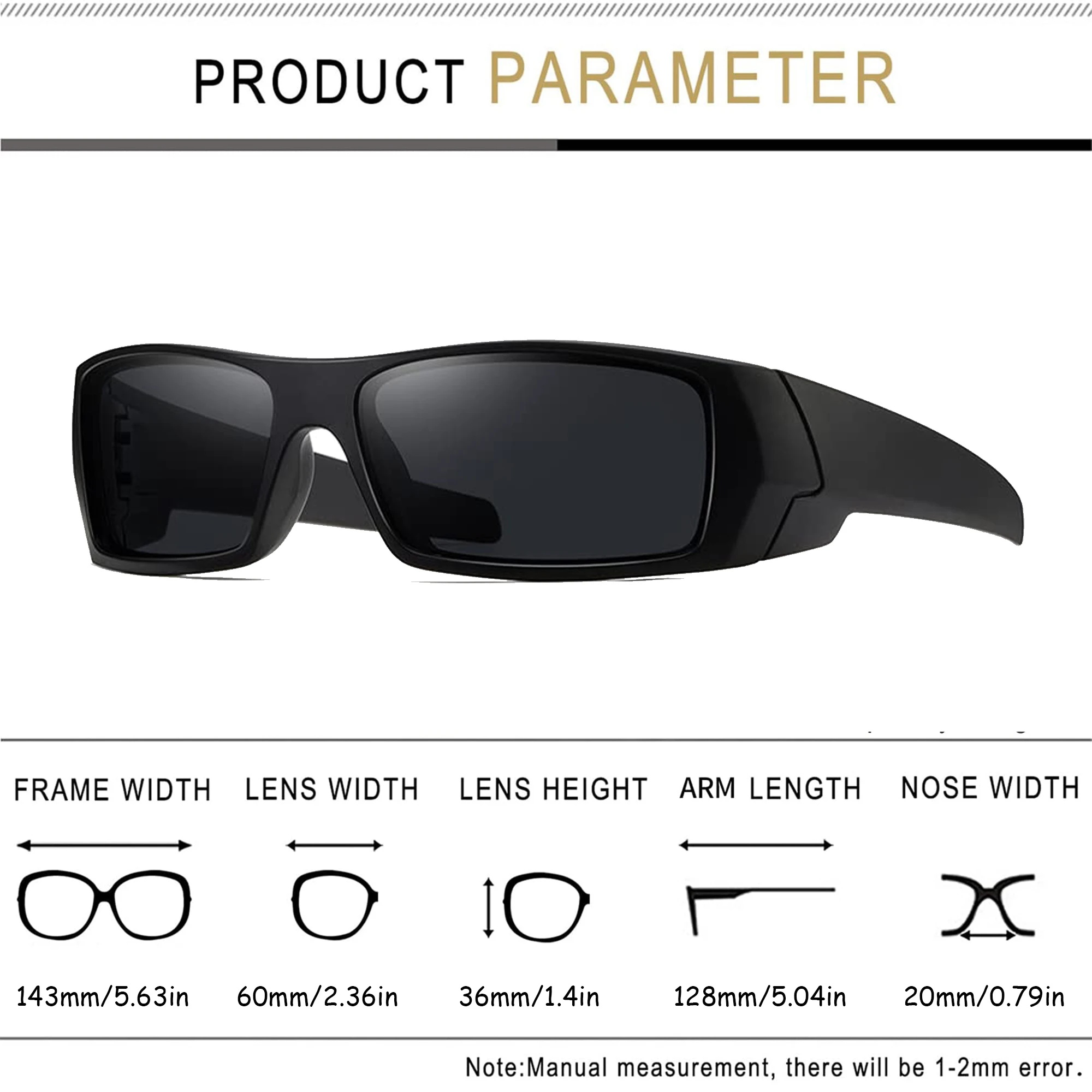 Polarized Sunglasses for Men Womens Sports Men's Sunglasses Trendy Retro Rectangular Wrap Around Vintage UV400 Eye Protection image 3