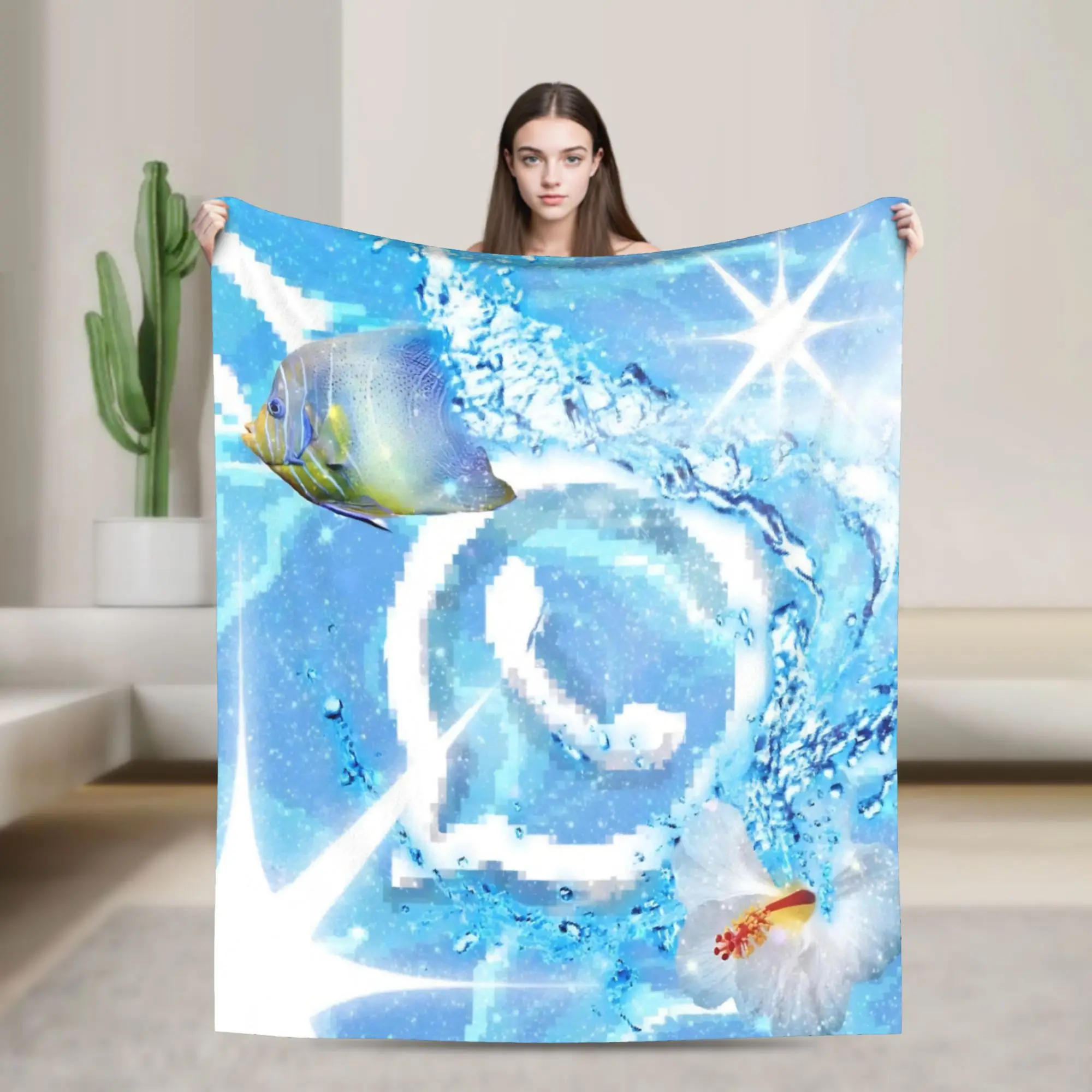 Electronic Y2K Frutiger Aero Fuzzy Blanket  Fashion Throw Blanket for Home Hotel Sofa  150*125cm Bedspread