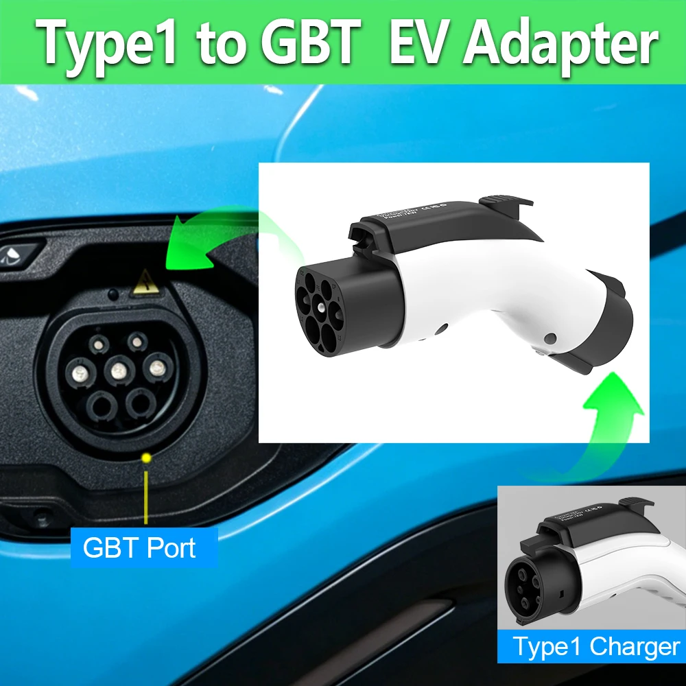 Unirise 32A 7.2KW Type1 to GBT EV Adapter Charger J1772 to GB/T Socket Connectors For BYD Electric Vehicles Charging Converter