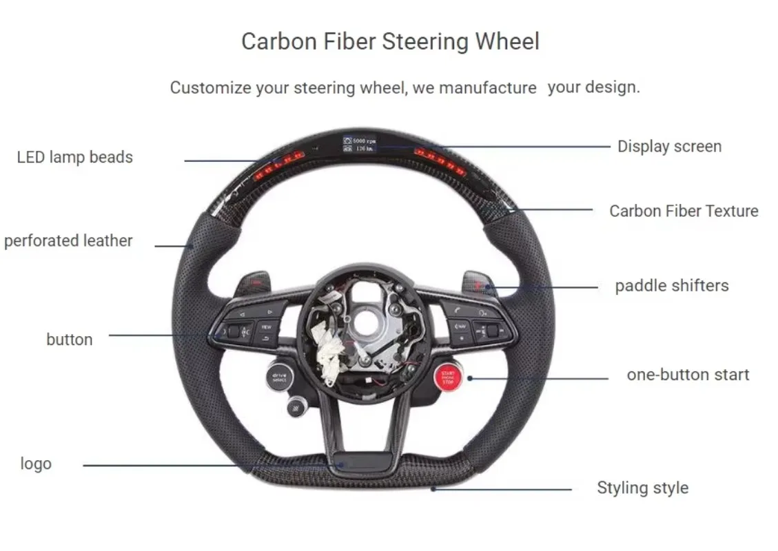 Car Steering Wheel Refitted Racing Steering Wheel for  Carbon Fiber Automobile Steering Wheel