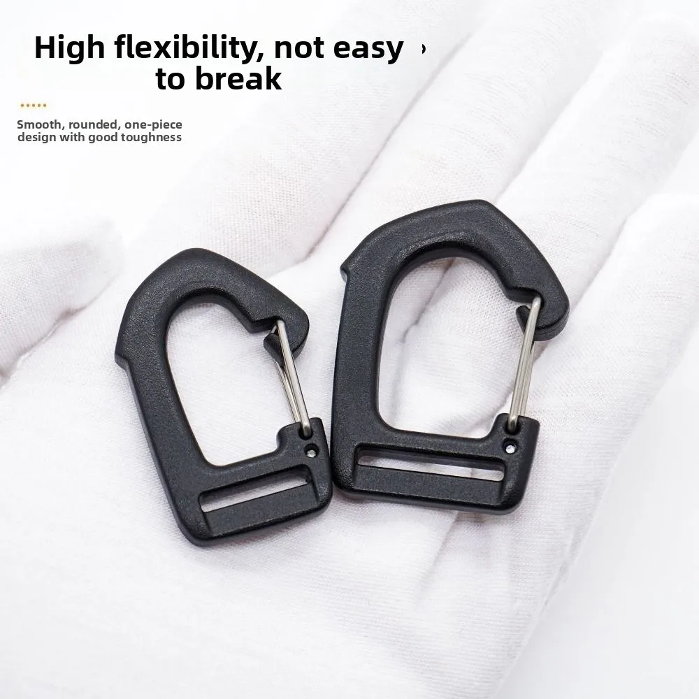 10Pcs 10/15/20/25mm Spring Quickdraws Clip Hooks Plastic Black Keychain Belt Buckles Carabiner DIY Accessories