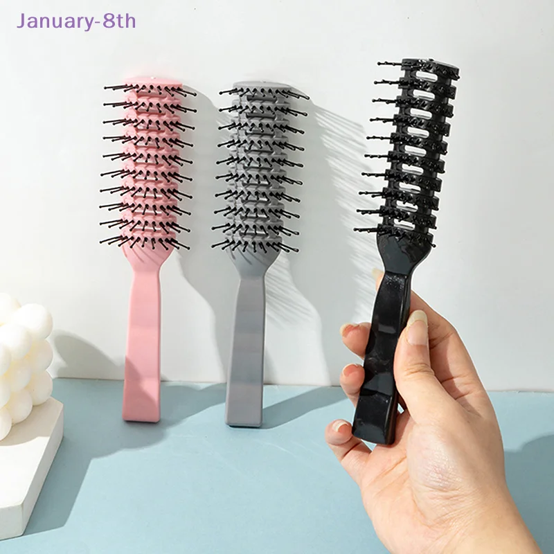 Men Plastic Vent Hair Brush Anti-static Comb Hairdressing Salon Barber Curly Hair Care Wig Styling Tool Comb Brush Massage Tool image 4