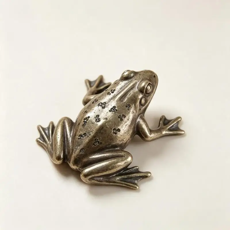 Vintage Kupfer Mini-Tierfigur Frosch-Statue Ornamente für Zuhause und Büro Schreibtischdekoration Geschenke – Detail 5
