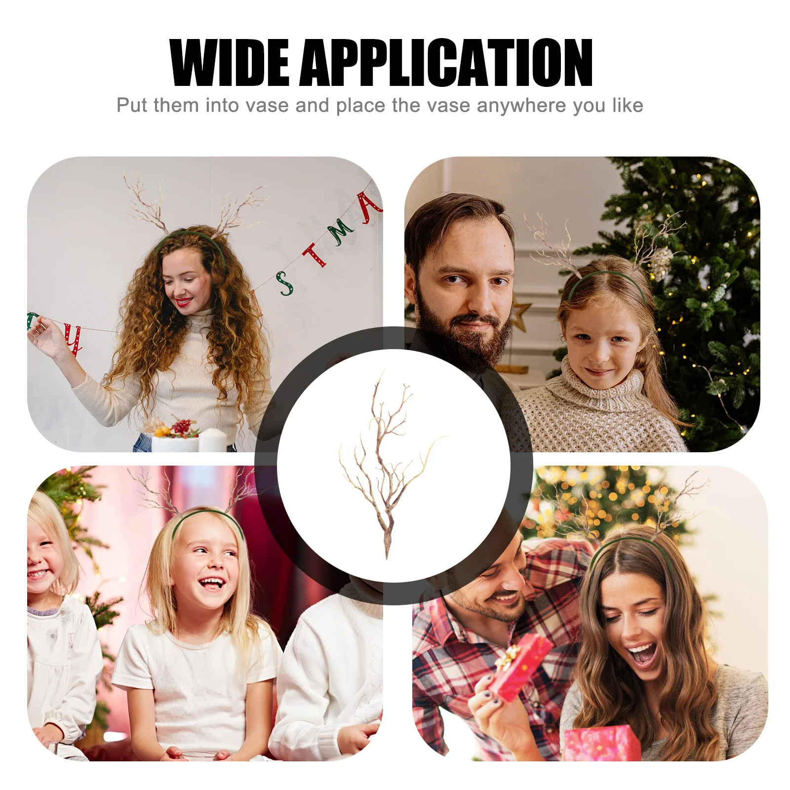 

3pcs Dark Style Deer Antler Hair Hoop Artificial Dried Tree Branches Coffee Plastic Fake Branch For Wedding Party Decoration