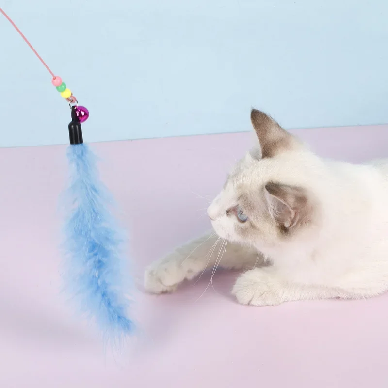 Pet Toys Interactive Cat Toys Funny Simulation Feather Fish with Bell Stick Toys for Kitten Playing Teaser Wand Toy Pet Supplies