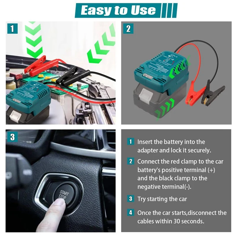 ABUL-Jumper Cables Jump Kit For  18V Battery, Jump Starting Adapter Auto Booster Cable For Jump Starting Car Using Tool