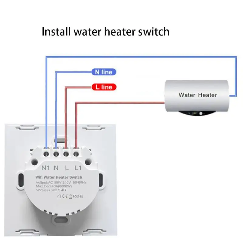 40A Tuya Smart Wifi Water Heater Boiler Touch Switch Air Conditioner Light Timing EU Wall App Control For Alexa Google Home