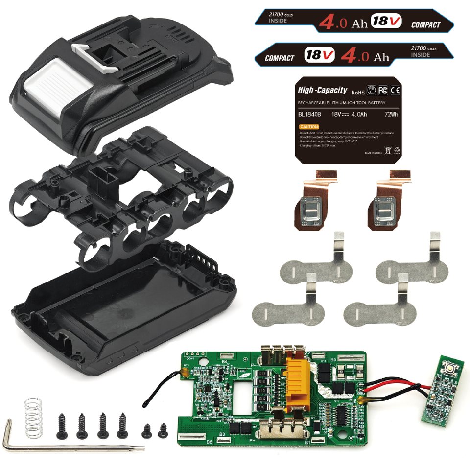  BL1840 Battery Case 521700 with Balancing function For Makita 18V DIY BL1860 BL1850 Shell Box With BMS PCB 
