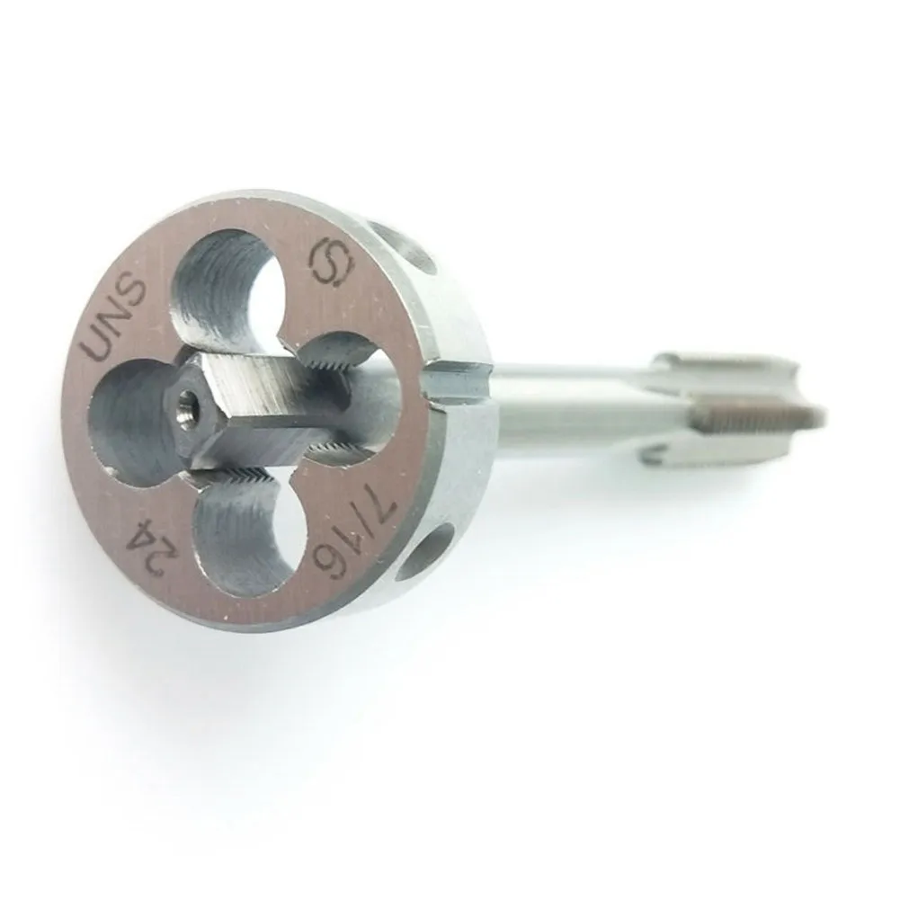 + 1pcs Right Hand Taper And Die 1pcs 7/16-24 7/16-24 Tap Die High Steel Tap Right Hand Silver High Quality + 1pcs