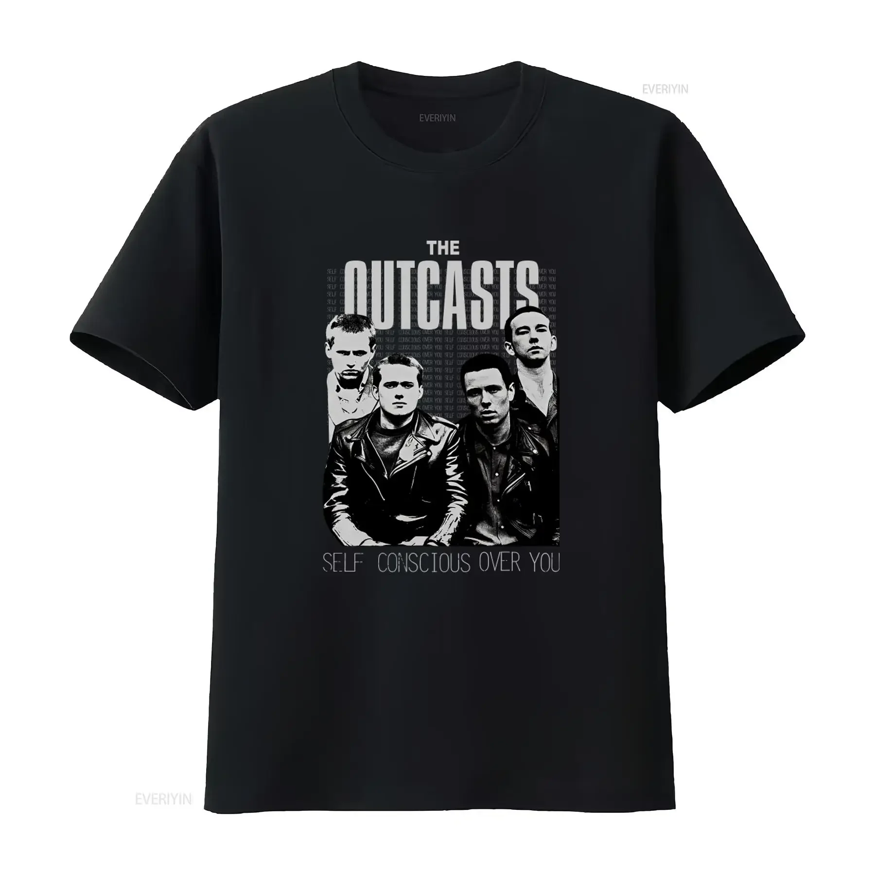 The Outcasts Self Conscious Over You Rock Band Women's T Shirt vintage Washed Unisex Slightly Top For Everyday Wear streetwear