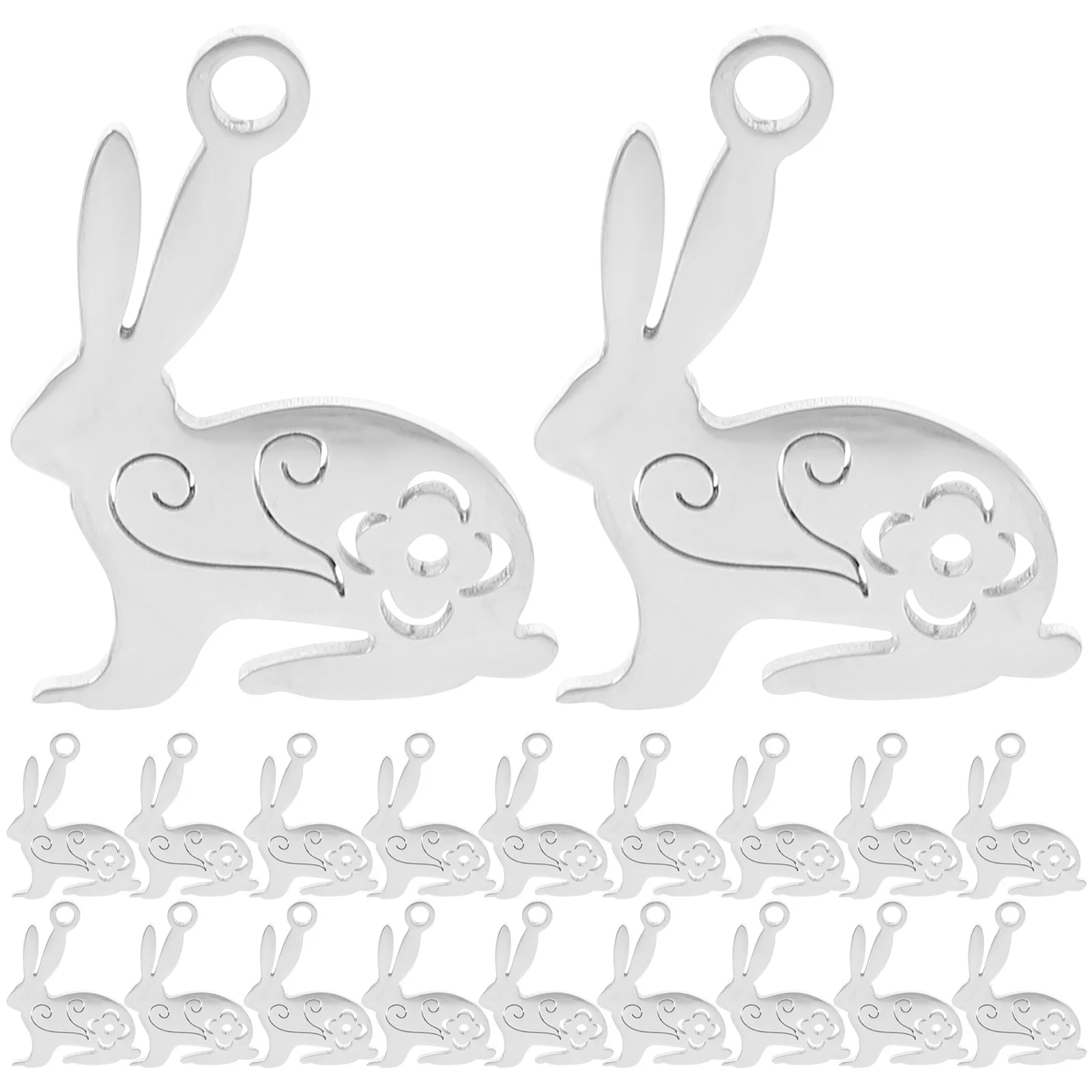 

20Pcs Stainless Steel Rabbit Bunny Charms Easter Jewelry Making Pendants for Bracelets Necklace Craft Projects