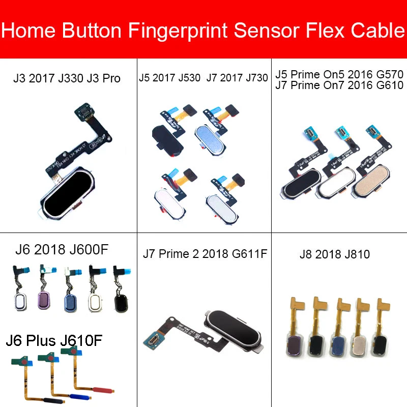 Home Button For Samsung Galaxy J3 J5 J6 J7 Plus Pro Prime 2 On5 6 2016 2017 2018 J330 J530 J730 G611F Menu Key Flex Cable Repair