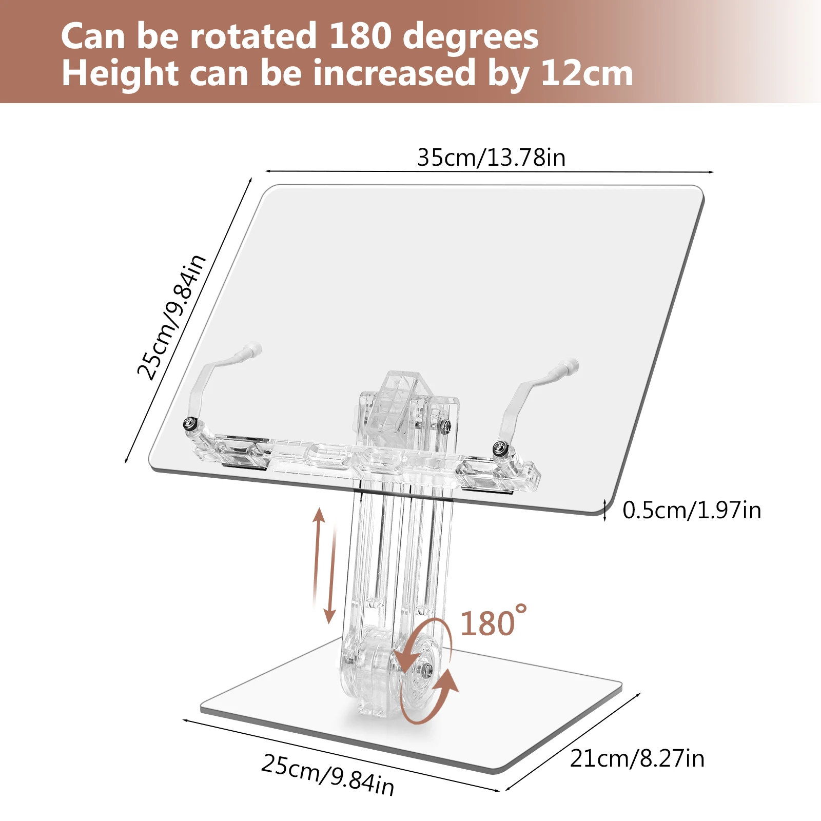 Acrylic Tablet Stand Adjustable Liftable Reading Book Holder Swivel Tablet Stand Tablet Bracket for iPad Book Desktop Holder