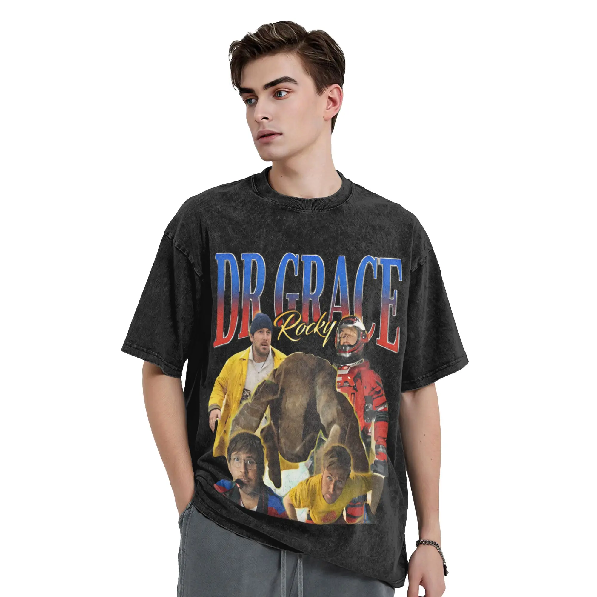 Project Hail Mary AMAZE Andy Weir Dr Grace Rocky Washed T Shirts Streetwear Hip Hop Fashion T-Shirt  Tees Men Women