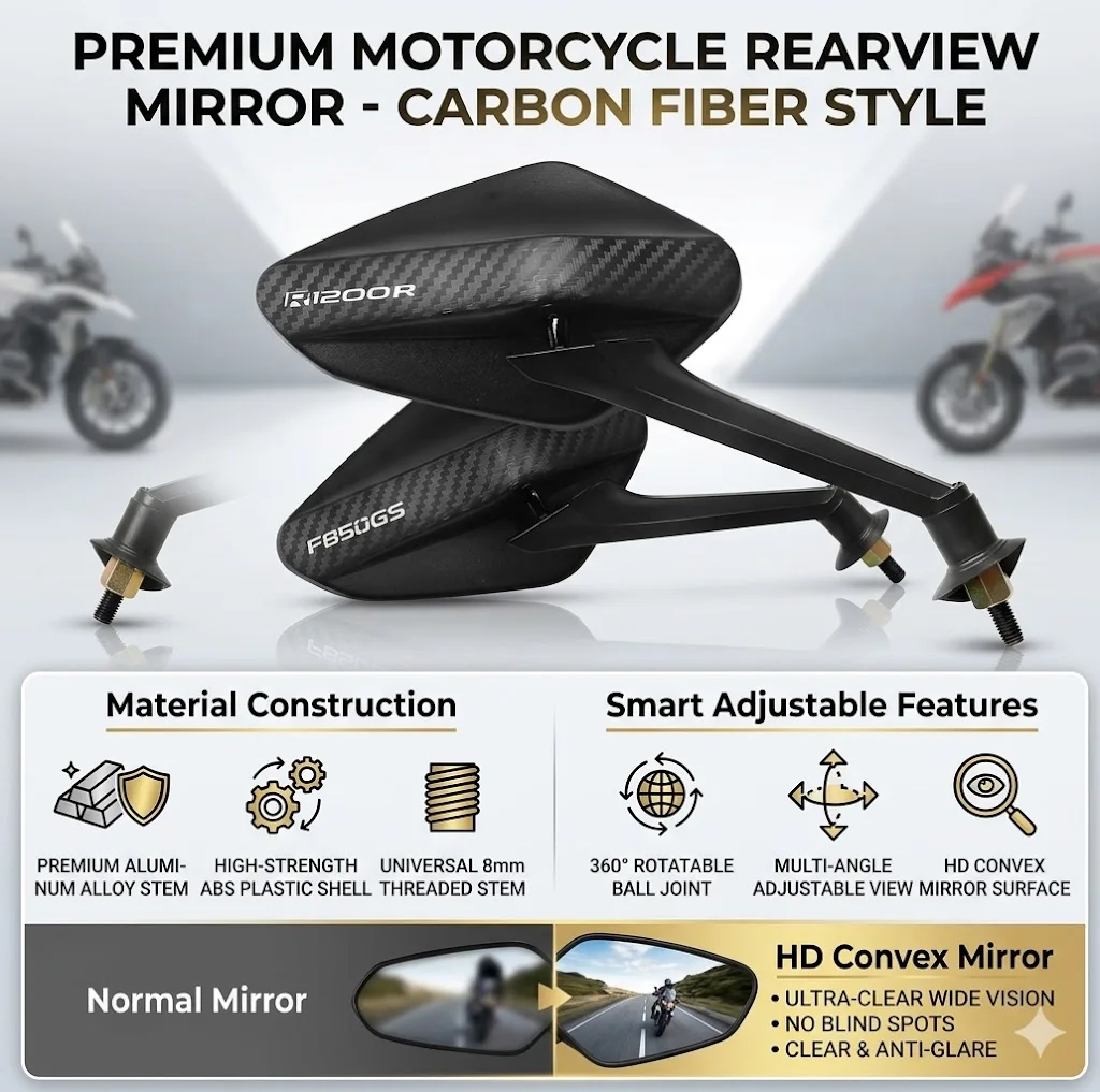 1 Pair Modifyed 360° Foldable Motorcycle Side Rearview Mirrors For BMW F750GS F850GS F750 F850 GS ADV F900GS Adventure ADV