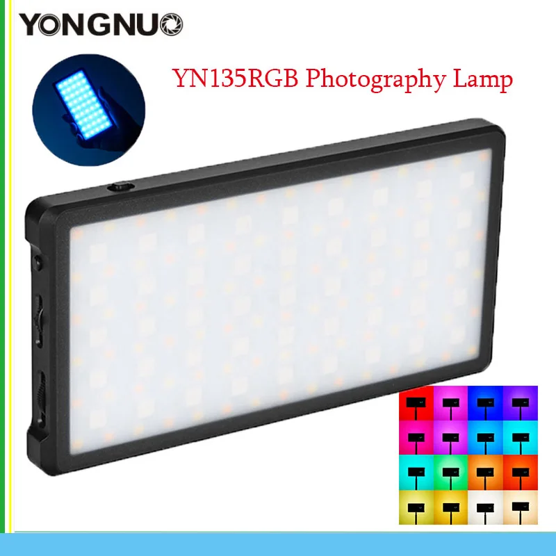 

YONGNUO YN135 Pocket RGB Video LED Light Photography Lamp 3200-5600K OLED Screen Cold Shoe YN135 RGB Camera lamp Lighting Lamp