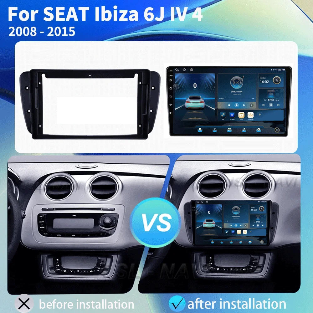 LJZN Android 16 Car Radio For Seat Ibiza MK4 6J SportCoupe Ecomotive Cupra 2009 - 2015 QLED Screen Multimedia Player 4G+WIFI GPS