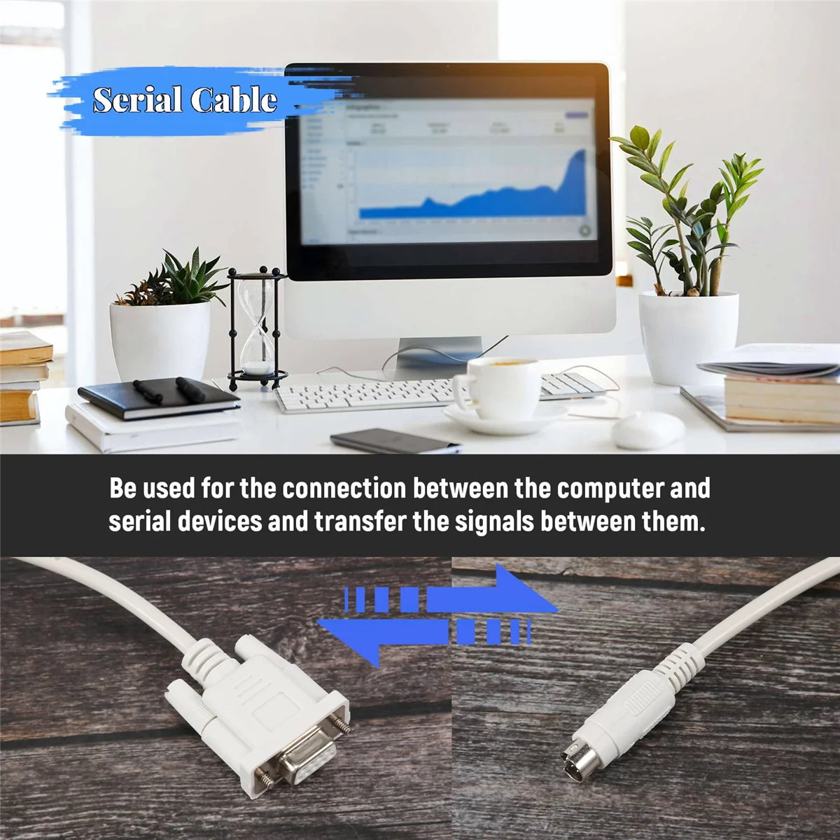 Fashion DB9P to 8P Mini Din RS232 Download Cable White 8.2 Ft for PLC DVP-EH