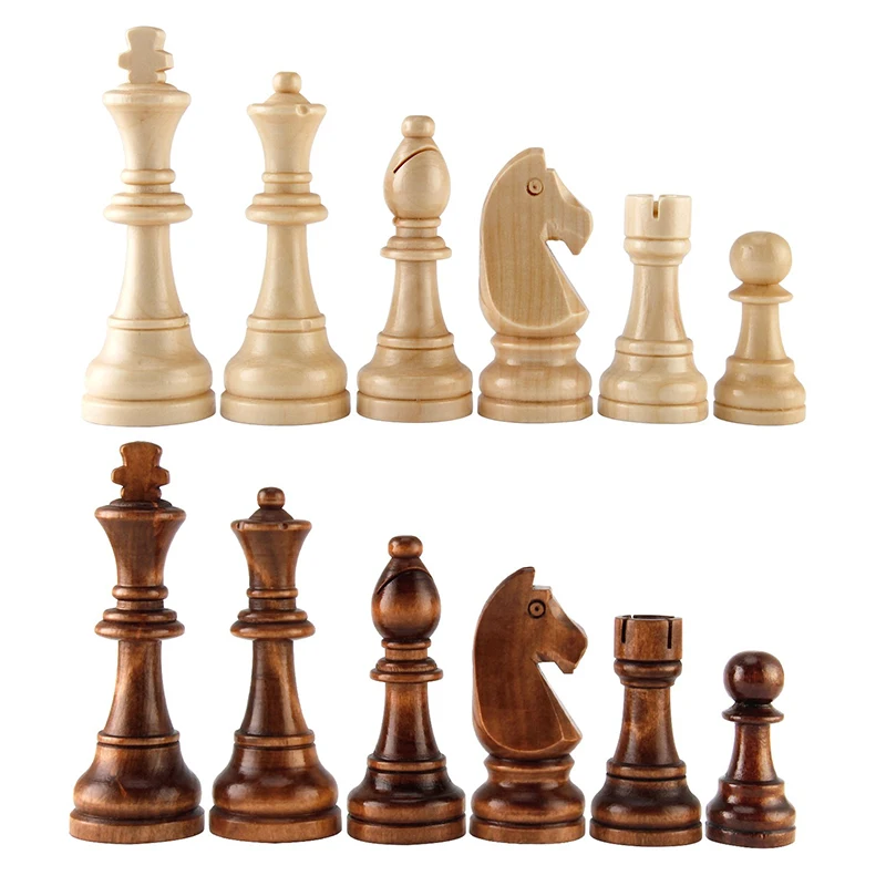 32 Pieces Wooden International Chess Set Creative Toys for Travel Games Chess Lover Gift Party Supplies 55mm