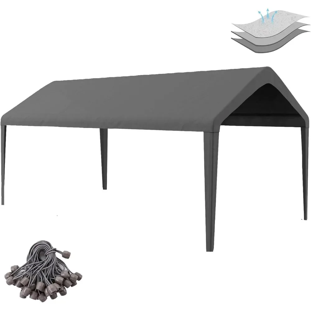 

10x20 Carport Replacement Canopy Cover for Tent Top Garage Shelter Cover with Ball Bungees, 800D Oxford Replacement Cover Waterp