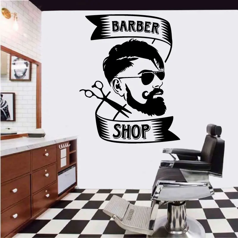 Hair salon vinyl wall decals men\'s style barber shop stickers window shop recruits personalized decoration stickers mural gifts