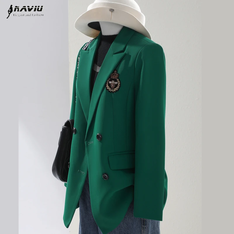 

Новые модные женские повседневные блейзеры Naviu в стиле преппи, высококачественные топы с вышивкой