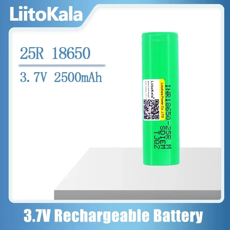 100% nowy, oryginalny akumulator litowo-jonowy 25R 18650, 3.6V, 2500 mAh, akumulator z możliwością ładowania, rozładowanie 20A/35A + nikiel do samodzielnego montażu — zdjęcie 2