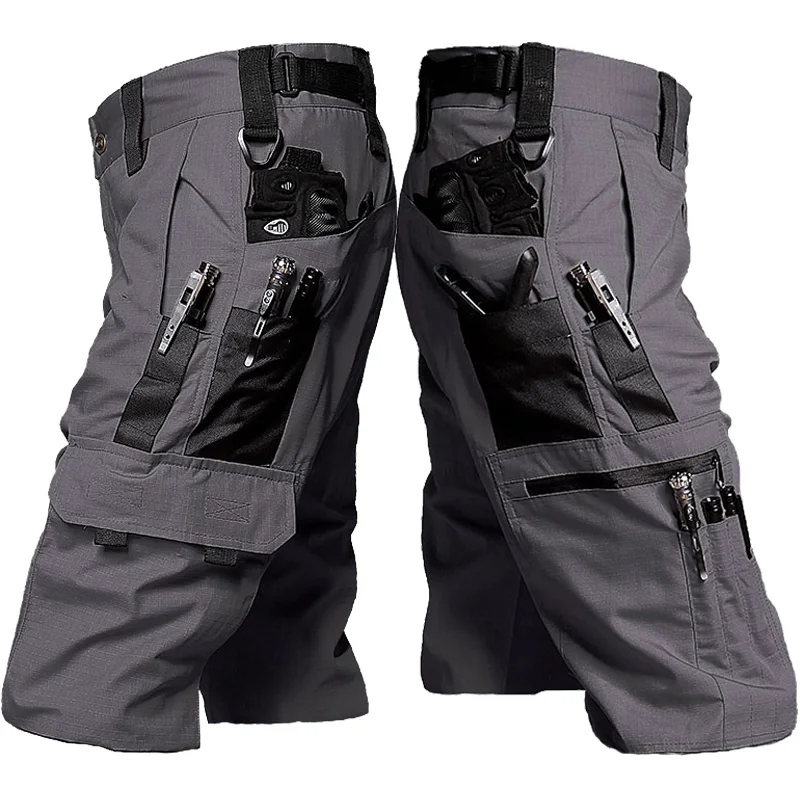 Outdoors Summer Shorts Men\'s Camo Wear-resistant Training Five-point Pants Multi-pocket Waterproof Working Shorts Cargo Joggers