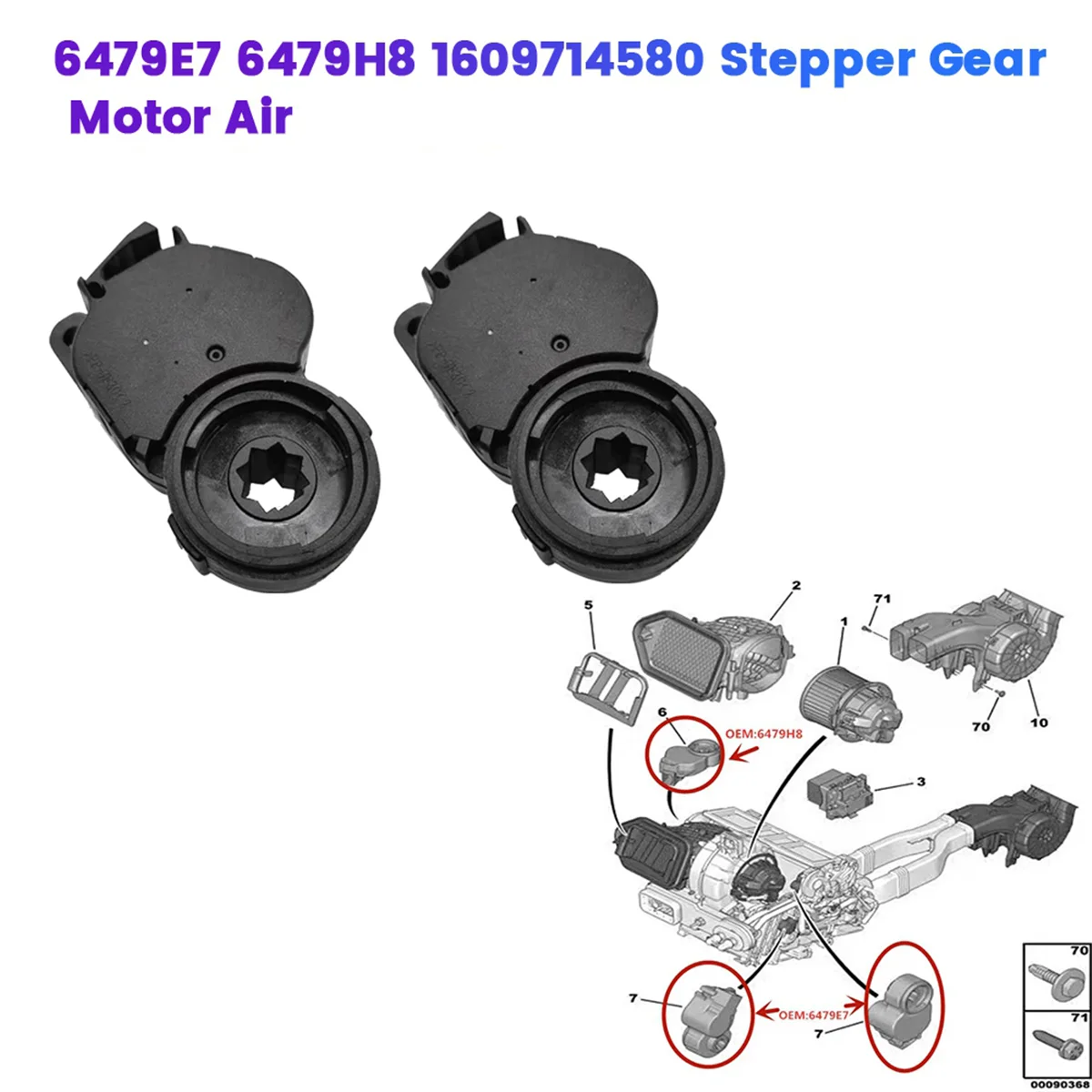 

ABQA-6479E7 6479H8 Шаговый мотор-редуктор, мотор-редуктор кондиционера для Peugeot 308 408 508 RCZ Citroen C4 C5 1609714580