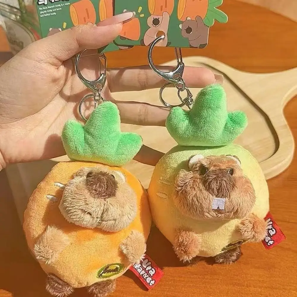 Ciondolo in peluche marmotta di simulazione di cotone PP Carota soffice Collezione di giocattoli di peluche marmotta realistica Portachiavi marmotta in peluche di cartone animato