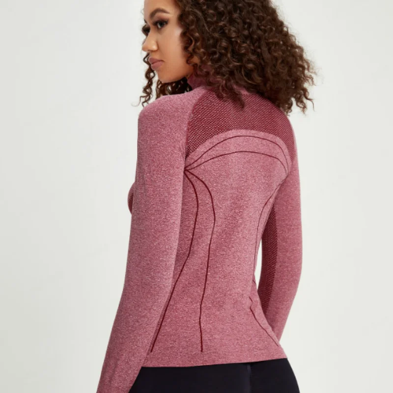 

Women's Activewear Jackets Slim Fit Long Sleeve Fitness Jacket Yoga Cropped Top with Thumbholes Fitness Jacket with Zip