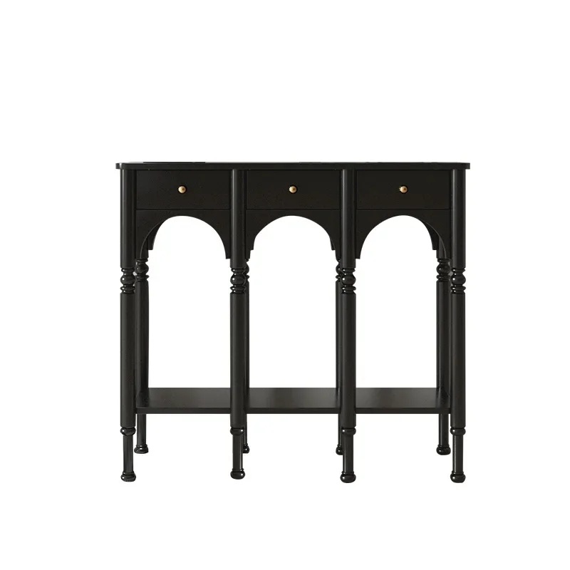 

Шкаф для входа во французском стиле, простой черный шкаф из массива дерева в стиле ретро, коридор, для сувениров