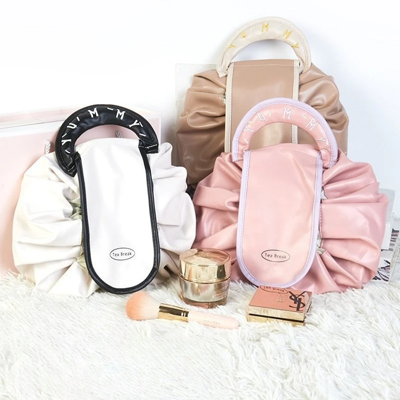 

Portable Makeup Bag for Daily Use Fashion Women Large Capacity Travel Toiletry Bags Ladies Drawstring Cosmetic Storage Pouch