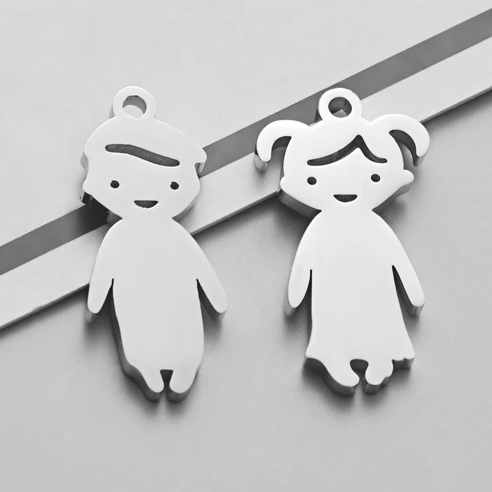 10 teile/los Edelstahl Anhänger Junge und Mädchen Anhänger Liebe Mama Charms Familie Zubehör DIY Schmuck Machen Liefert