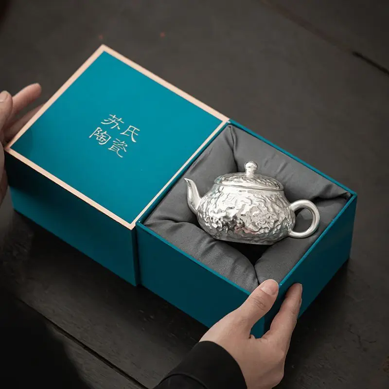 Su's Ceramics Silver-Plated Stone Teapot By Intangible Cultural Heritage Master Zheng Wenqiang With Ceramic Interior And