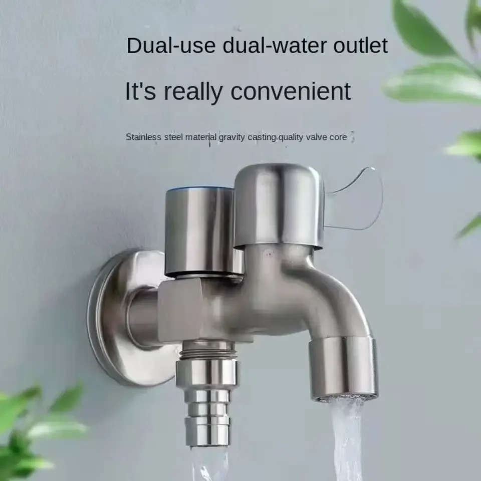 

Dual Control 1/2" Double Outlet Faucet Bidet Water Tap One in Two Out for Bathroom Sink Fitting Washing Machine Faucet