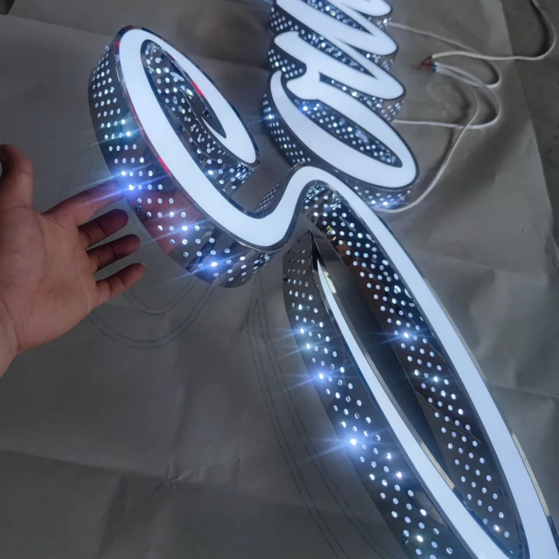Custom Made Extrier Use Front lit & Side lit LED Channel Letters Signs, perforated channel letter shop signs