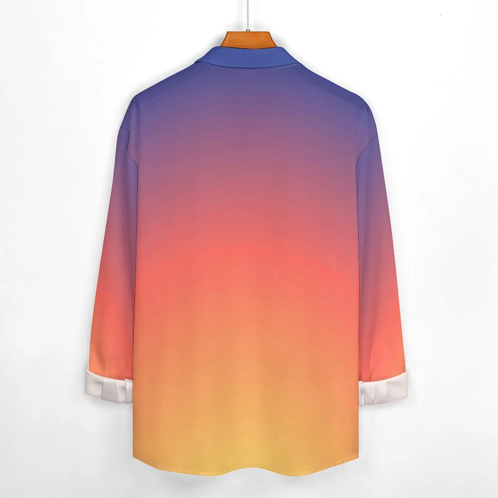 Kleurrijke Zonsondergang Casual Shirts Mannen Ombre Print Shirt Lange Mouw Nieuwigheid Y 2K Blouses Lente Grafische Tops Grote Maat