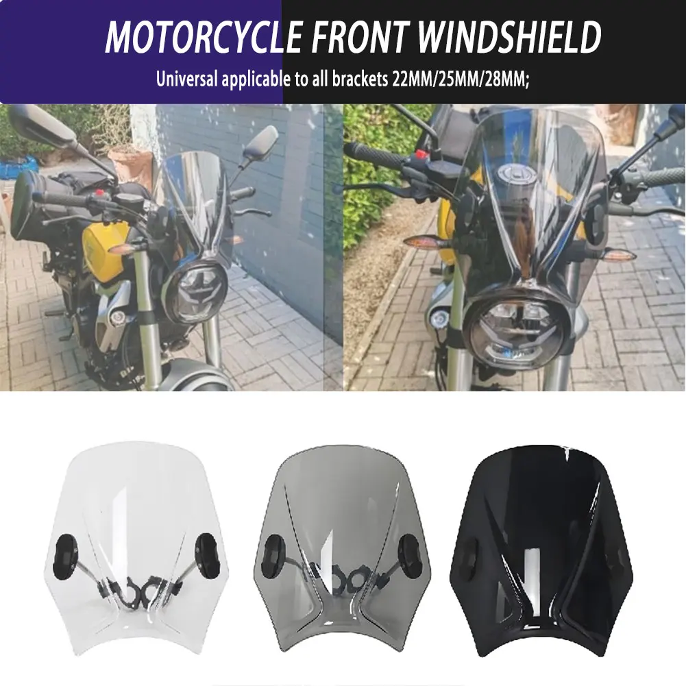 

22MM/25MM/28MM Brackets Universal Wind Deflector Retro Windshield Motorcycle Modified Parts Front Protective Windscreen Cover