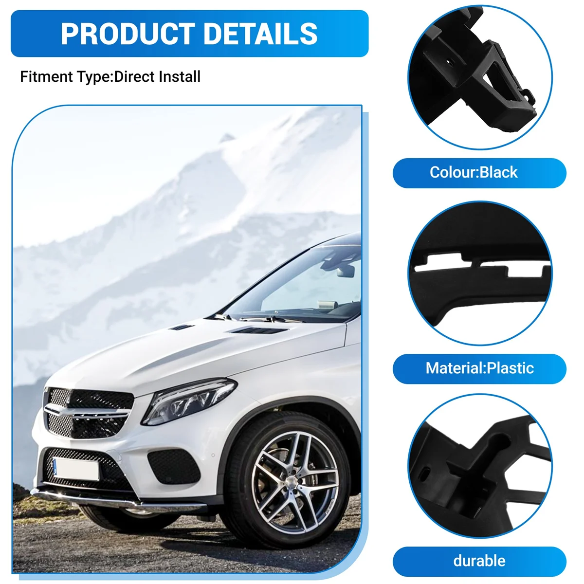 

# 790R Кронштейн переднего бампера, рамка фары для Mercedes Benz GLE-Class 2926200200 2926200100 (черный)