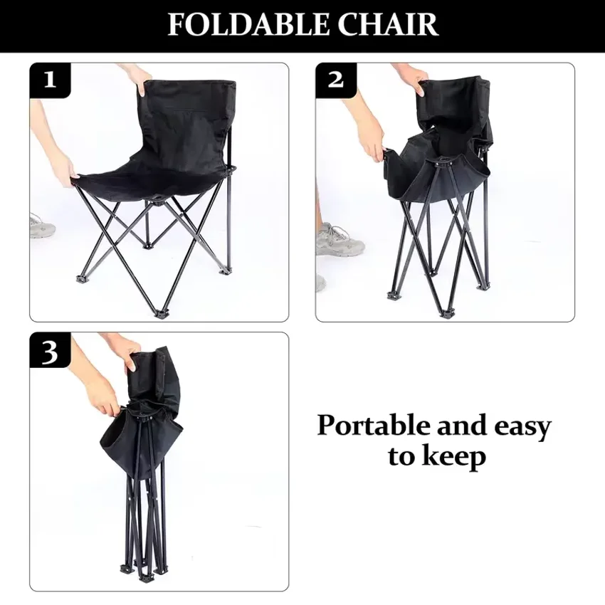 Outdoor Foldable Chair Camping Chair with Side Pocket Picnic Oxford Cloth Chairs Portable Beach Fishing Chairs Outdoor Chair